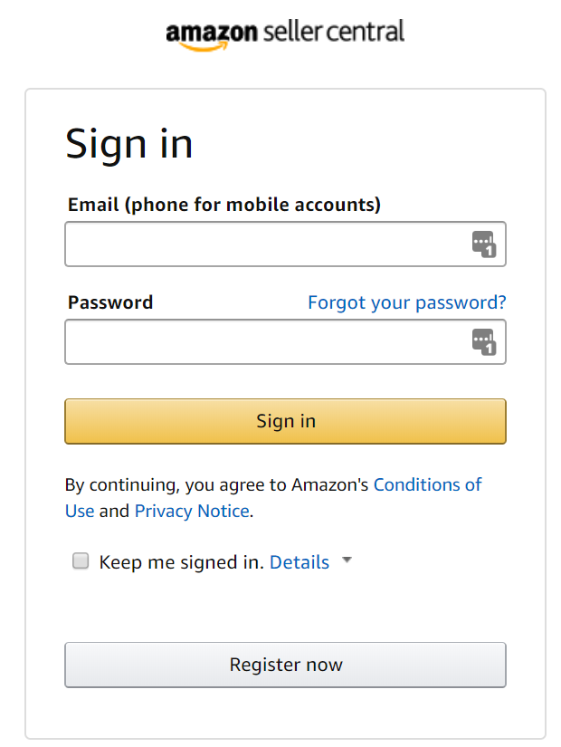 Log into Amazon seller central - How To Find My Amazon Seller ID, Merchant ID, and Merchant Token?