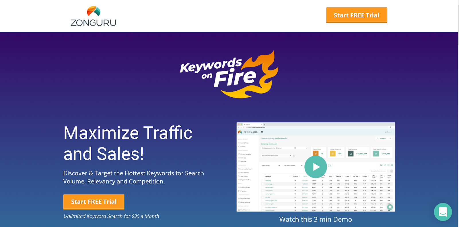 Keywords on Fire - The Most Accurate Keyword Tool from ZonGuru