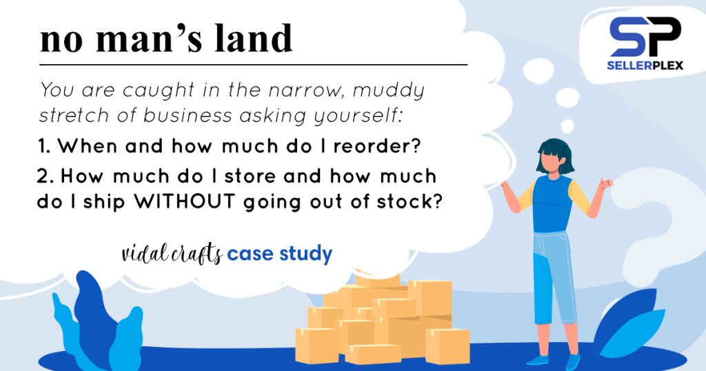 No Man's Land
Description: You are caught in the narrow, muddy stretch of business asking yourself:
“When and how much do I reorder?”
“How much do I store and how much do I ship WITHOUT going out of stock?”