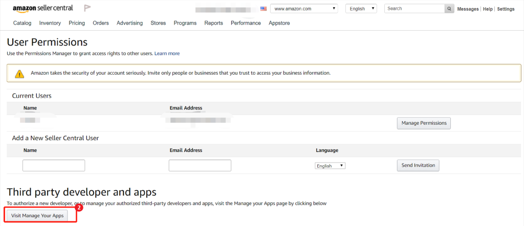 Go into settings → User Permissions → Manage Your Apps → Authorize a Developer. - How To Find My Amazon Seller ID,