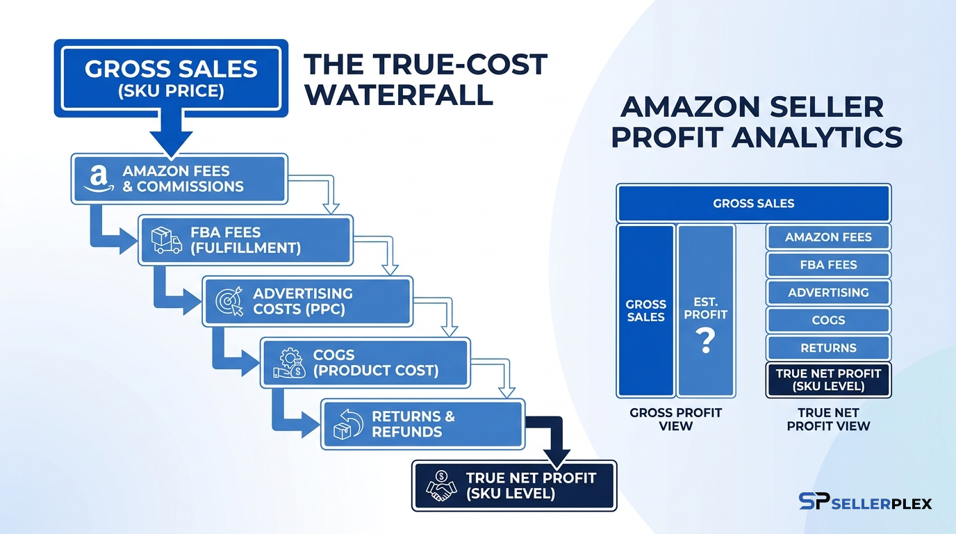 The true-cost waterfall: every line that hits a SKU