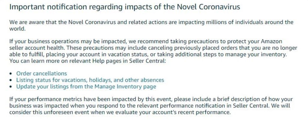 c1 4 Things You Should Do If The Corona Virus Is Affecting Your FBA Performance Metrics