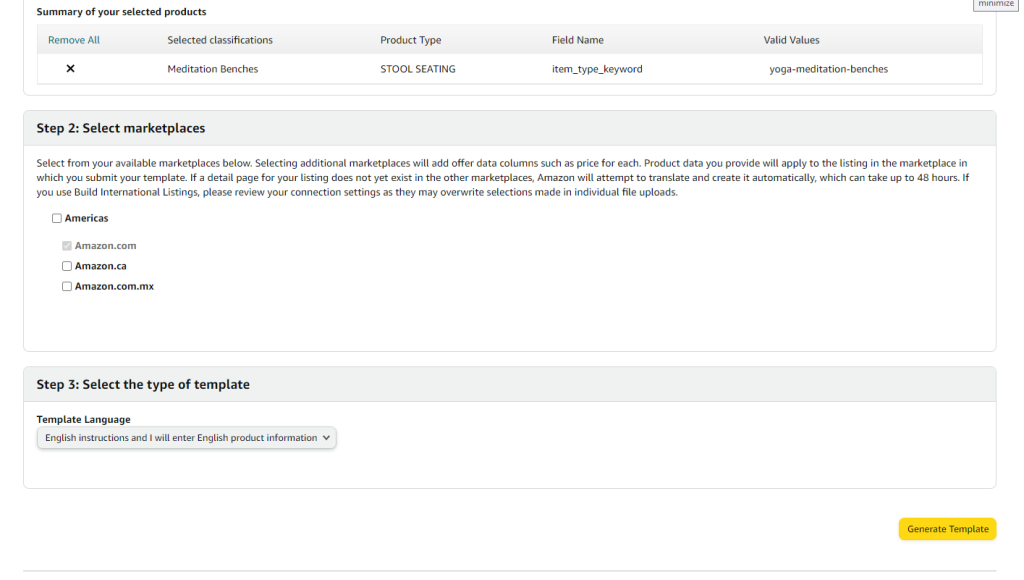 1.5. Click Generate Template to get the feed flat file. - UPC Switch-Up! How to Update UPC Codes on Amazon for Improved