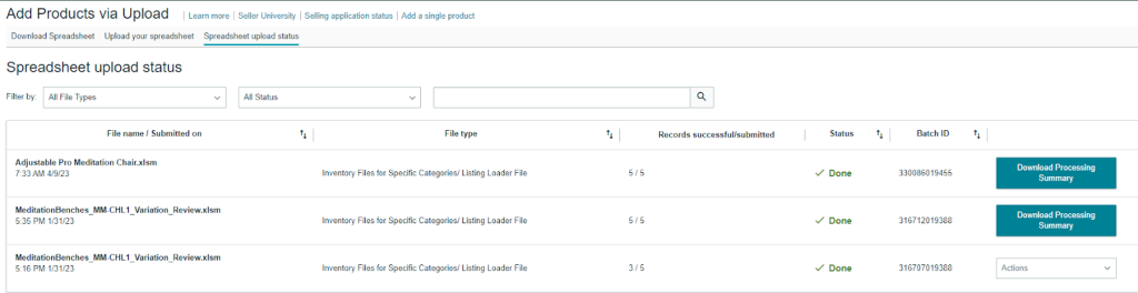 4.2. Check the status of your upload. If successful, you will see a “Done” status. If there are any issues, review the